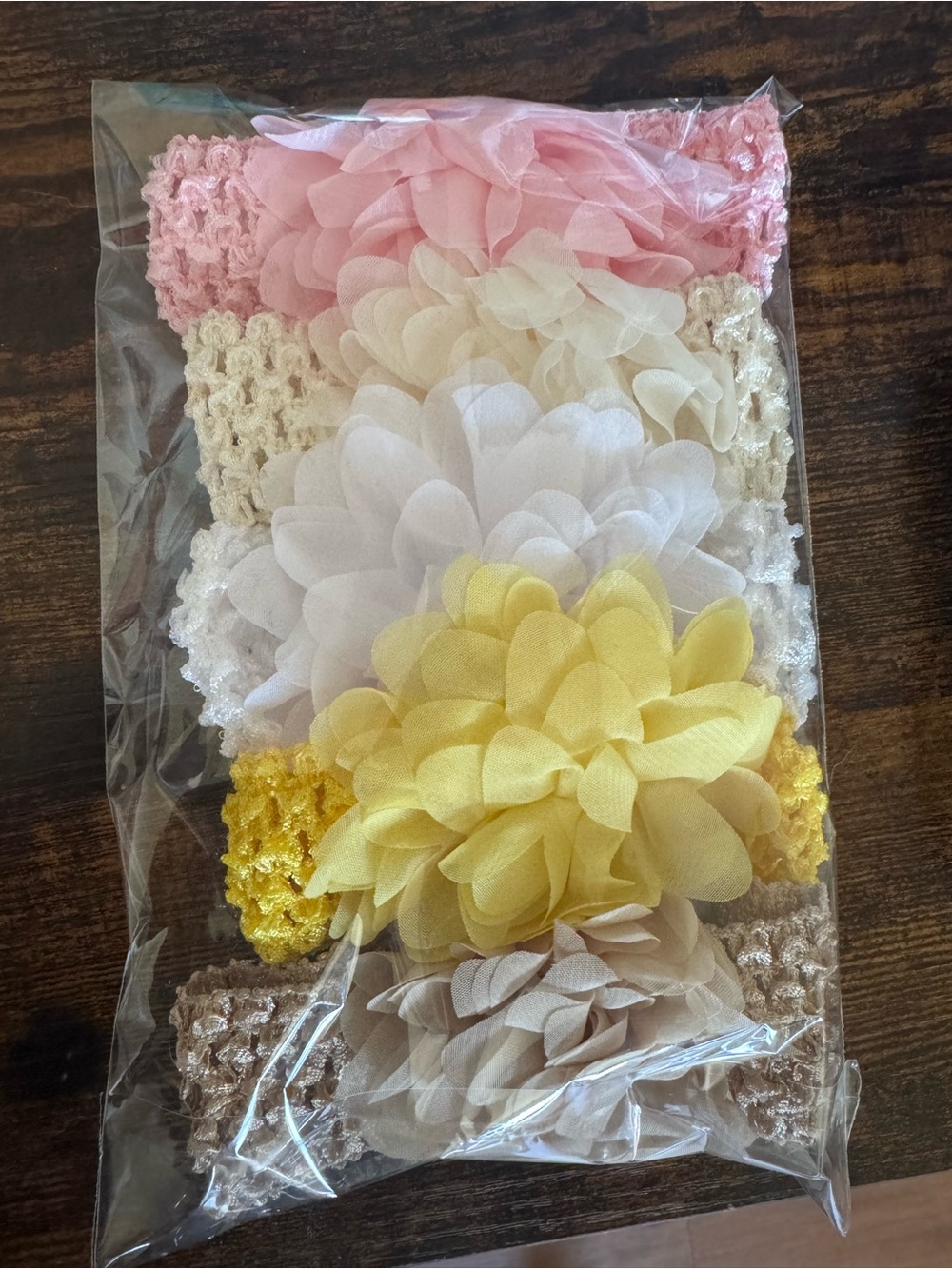 Girls Floral Elastic Headband Set - Pink, Yellow, Cream, White - Unbranded